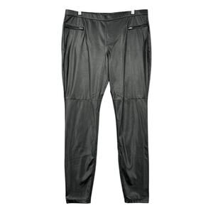 HUE Leatherette Skimmer Black Pull On Zipper Pockets Womens‎ Pants Extra Large